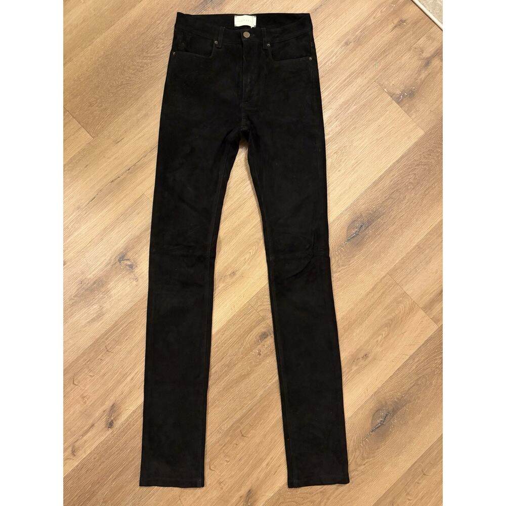 ARJÉ Stretch Suede Pants Black Women’s Size 0 NWT Luxury Leather-Look